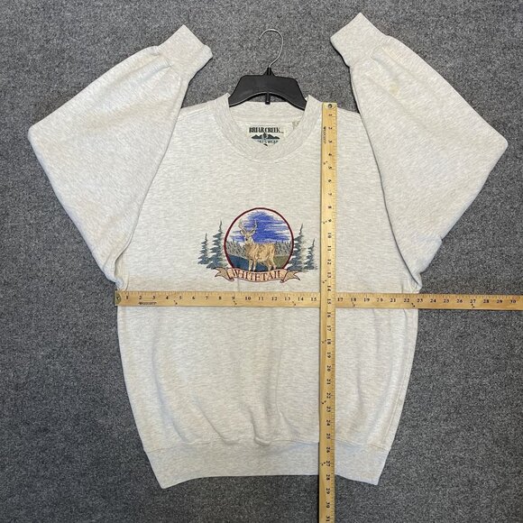 Vintage Briar Creek Sportswear Whitetail Deer Embroidered Sweatshirt Ash Gray L - Picture 6 of 10
